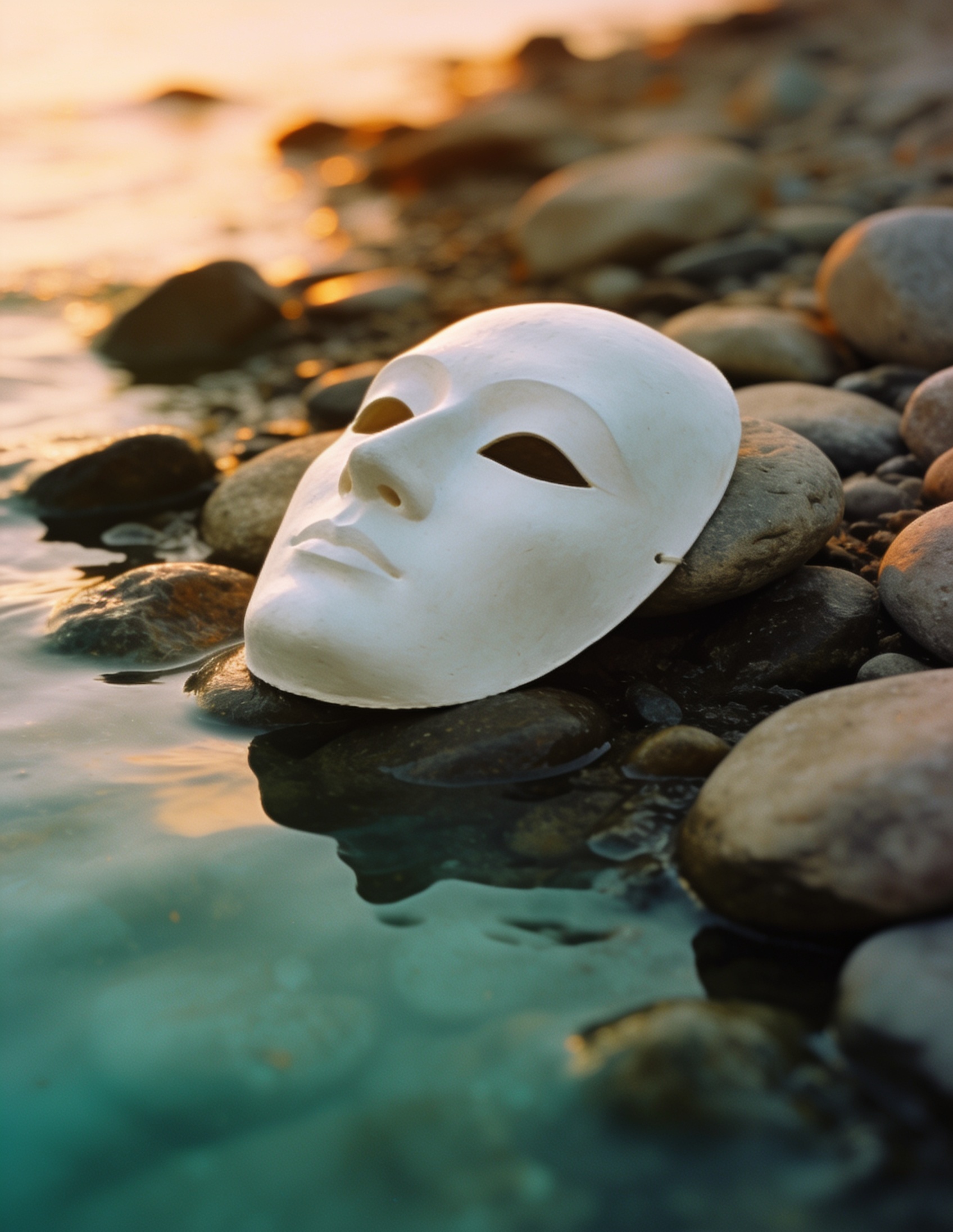The mask, set down gently on river stones at the water's edge